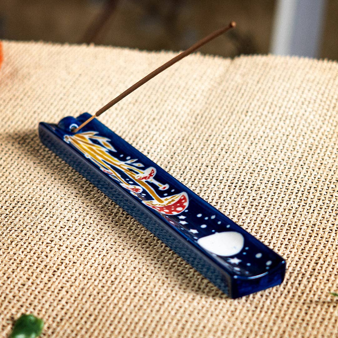 Urban Tokyo - Handpainted Ceramic Incense Holder 9 inch L Toadstool (1/72)