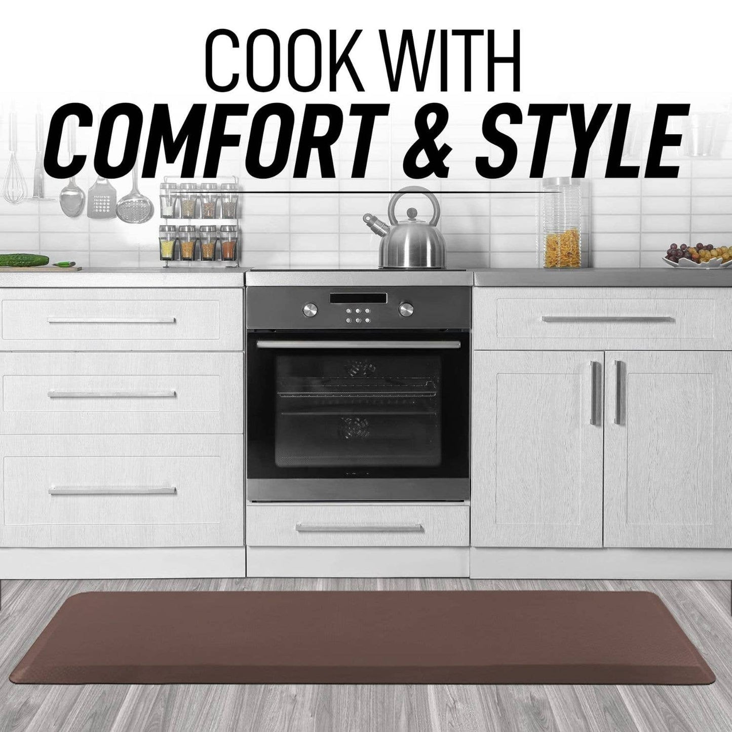 Zulay Kitchen - Anti Fatigue Mat - Thick Non Slip Foam (24X70): Brown