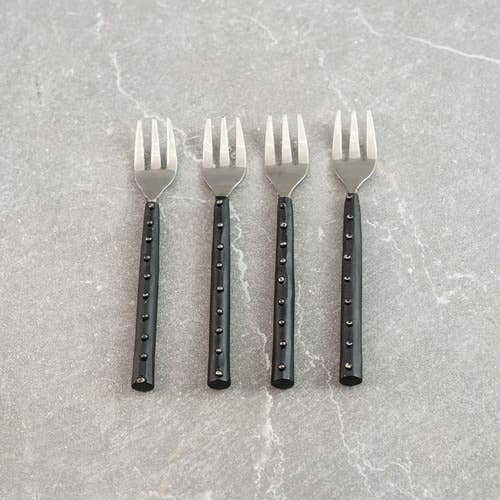 India Handicrafts Inc - Stainless Steel Fork Set, Black Handle