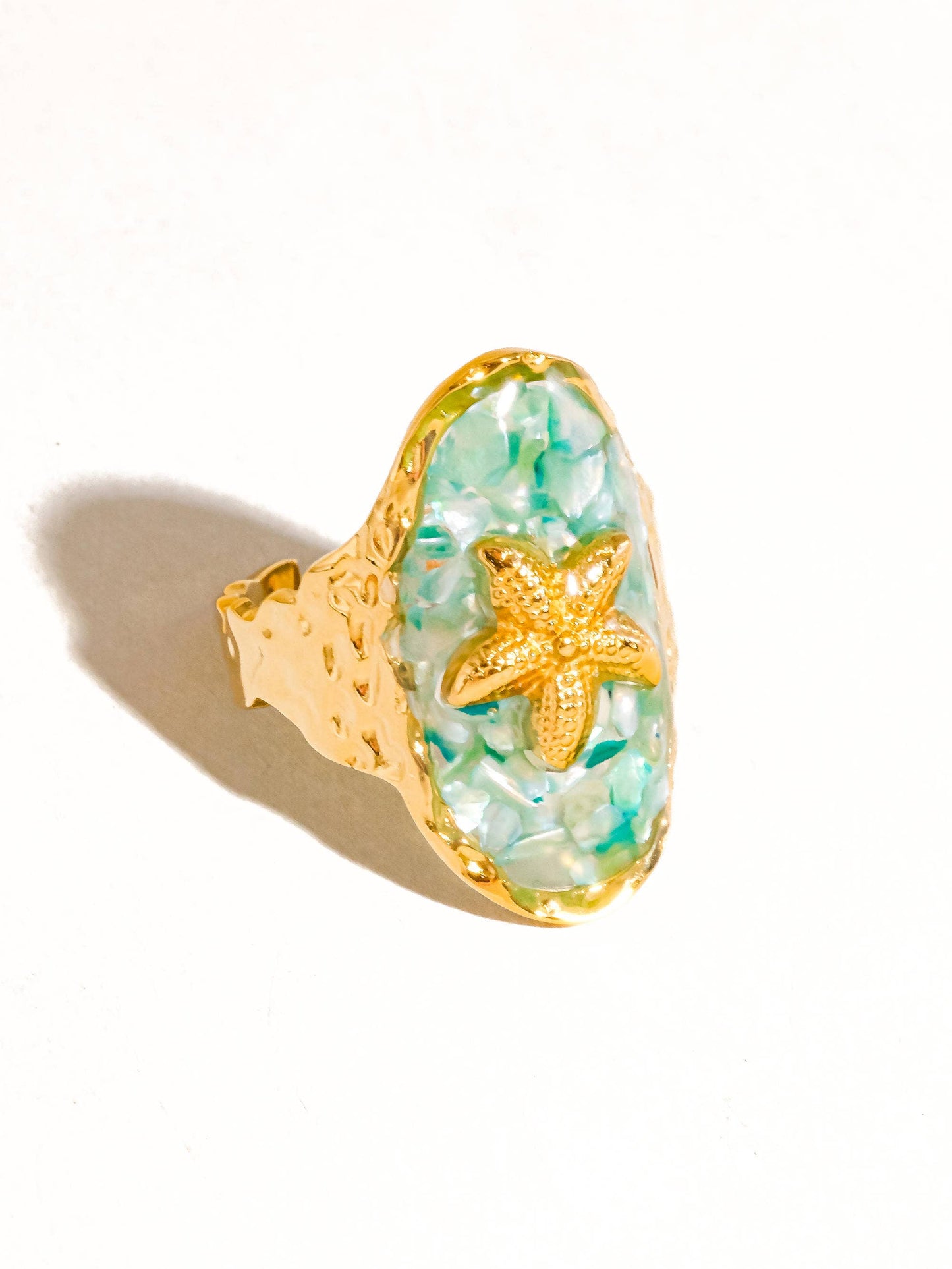 Flânerie by MAIQ - Keshet 18K Gold Non-Tarnish Starfish Ring: Blue