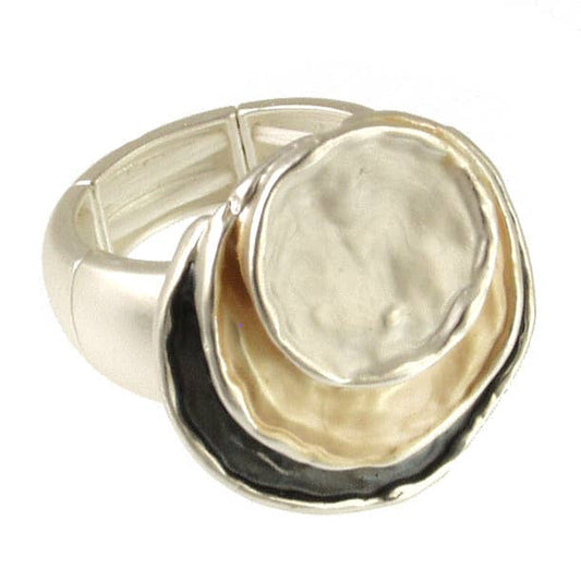 Origin Jewelry - Stretch Ring - Layered Circles, Multiple Colors: Silver Gold