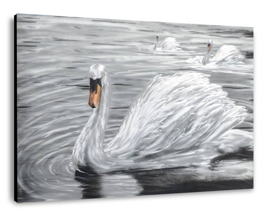 Peterson Housewares & Artwares - The Snow Feathered Swan Metal Wall Art