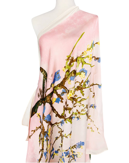 JC Sunny Fashion - JC023348 Silk-Feeling Pink-Multi Floral Scarf