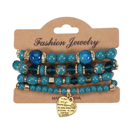 NINEXIS - CWMM10451_BOHO BEADED HEART BRACELET SET 4PCS ELASTIC: TYPE11 / (OS) 1