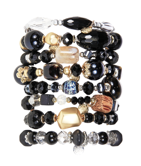 Kaleidoscope Accessories - 1/2 Stax Assortment Refill Bracelets - 16 Pieces: Black