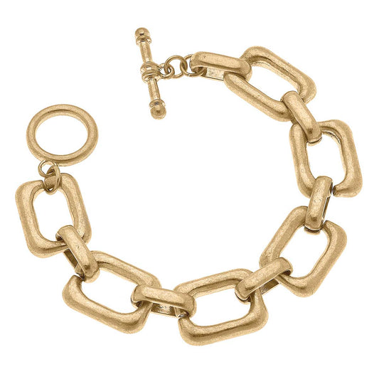Canvas Style - Conrad Chain Link Bracelet in Worn Gold