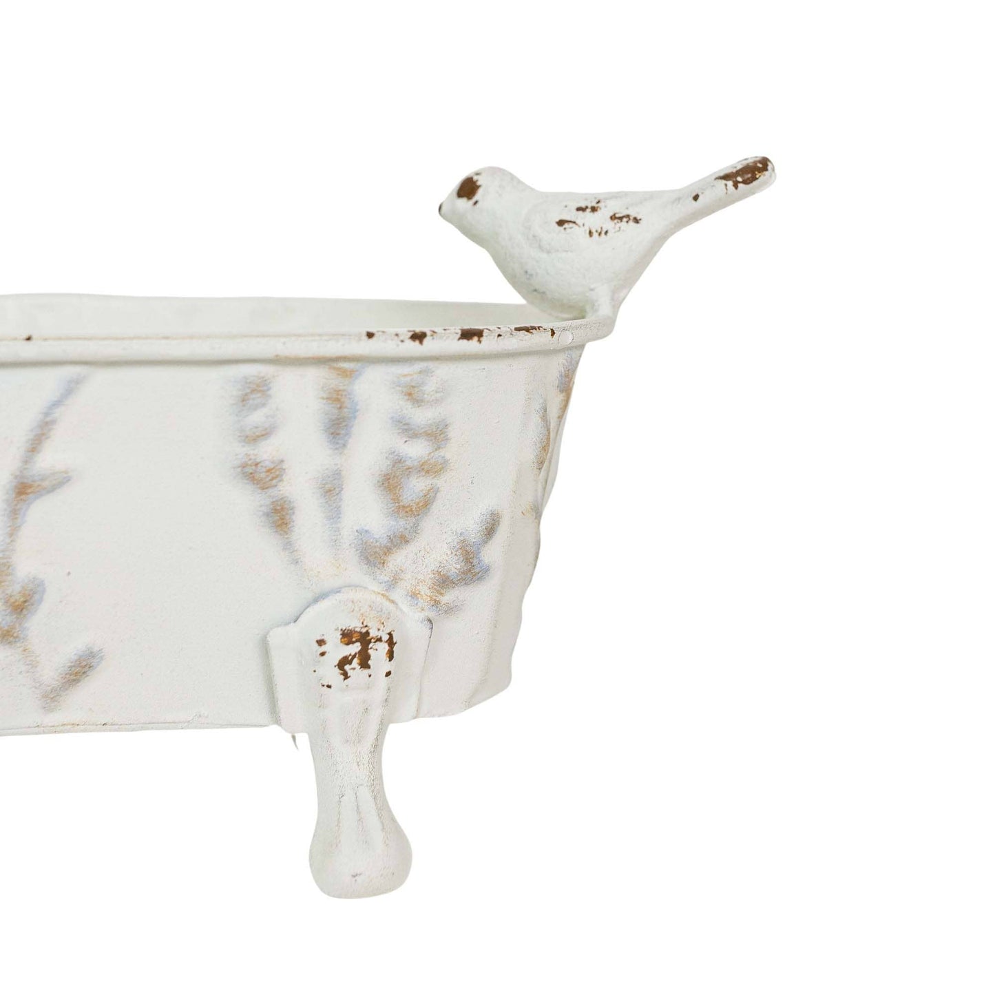 Foreside Home & Garden - Lyra Vintage Clawfoot Bathtub Mini Planter White Soap Dish
