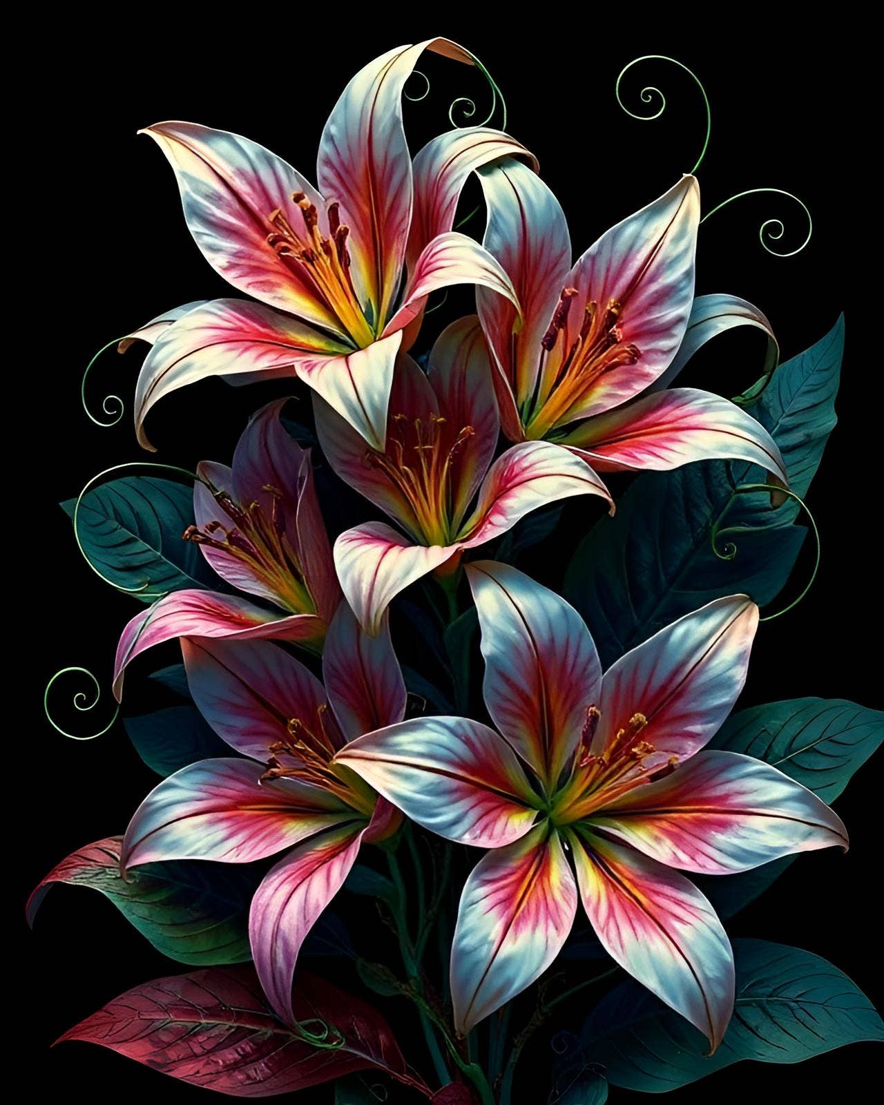 Wicked Cool Unicorn - Gothic Floral 5 x 7 Greeting Cards: 002