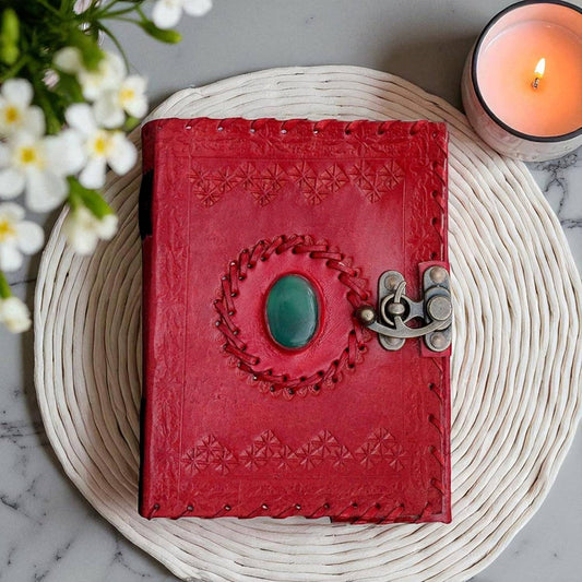 Tuzech Leather - Handmade 7x5 Leather Journal – Vintage Travel Writing Diary: Red