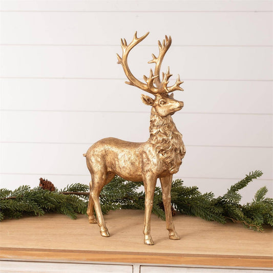 Audrey's Home & Gift - Gold Christmas Deer Figurine - Standing (Pk/02)
