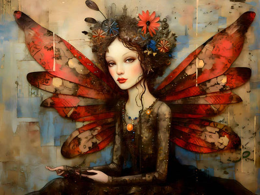 Mowbi - The Red Fairy Art Print: 8x10