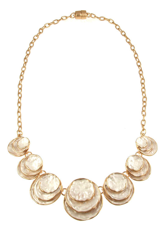 Origin Jewelry - Triple Circle Necklace | Layered Circles - Multi-strand: White Gold