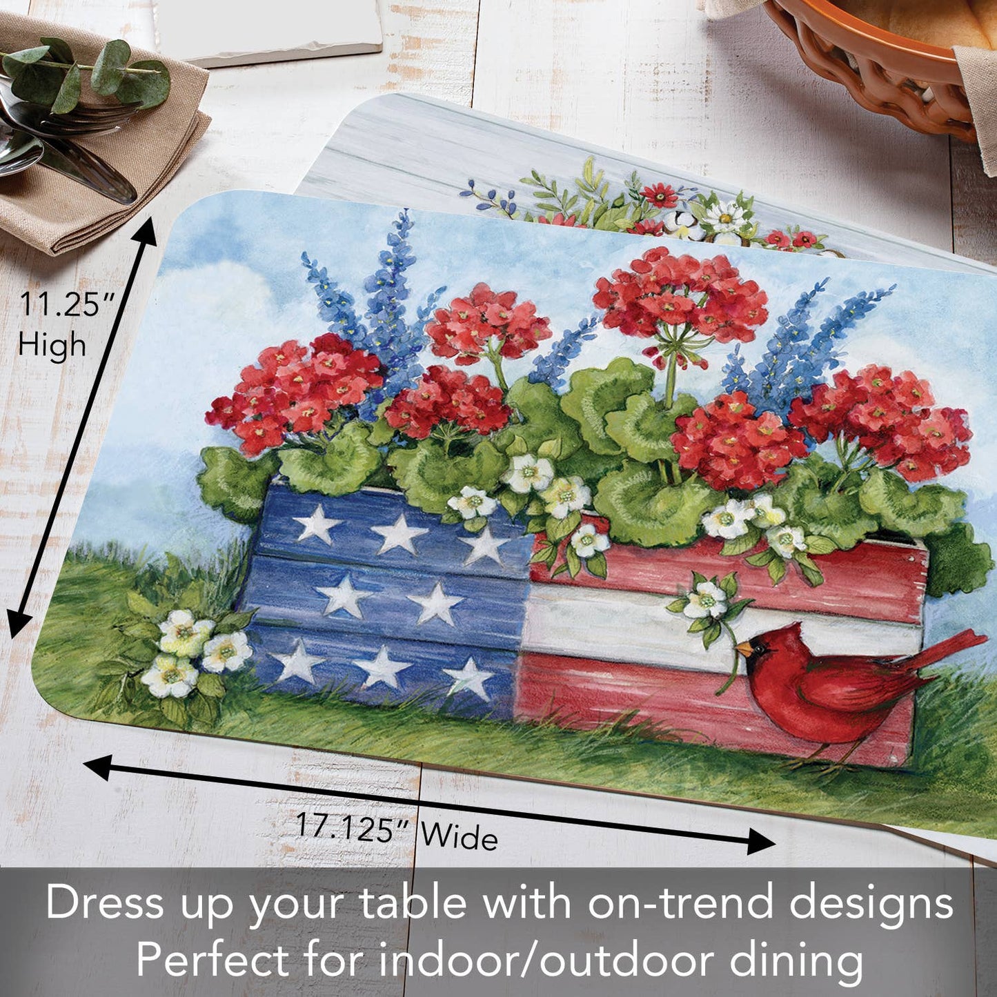CounterArt/Highland Home/Thirstystone - Geranium Box Reversible Rectangular Plastic Placemat