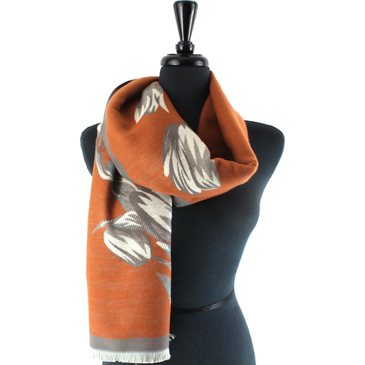 Pretty Persuasions - S23297 Ice Tulips Scarf: 04 Rust/Grey