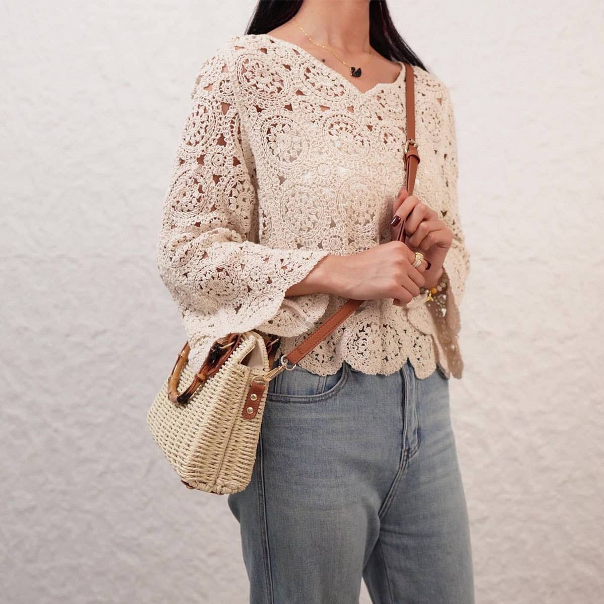 ACCITY - HIGH-END RETRO TEXTURED SHOULDER STRAW BAG_CWAB4694: CAMEL / (OS) 1