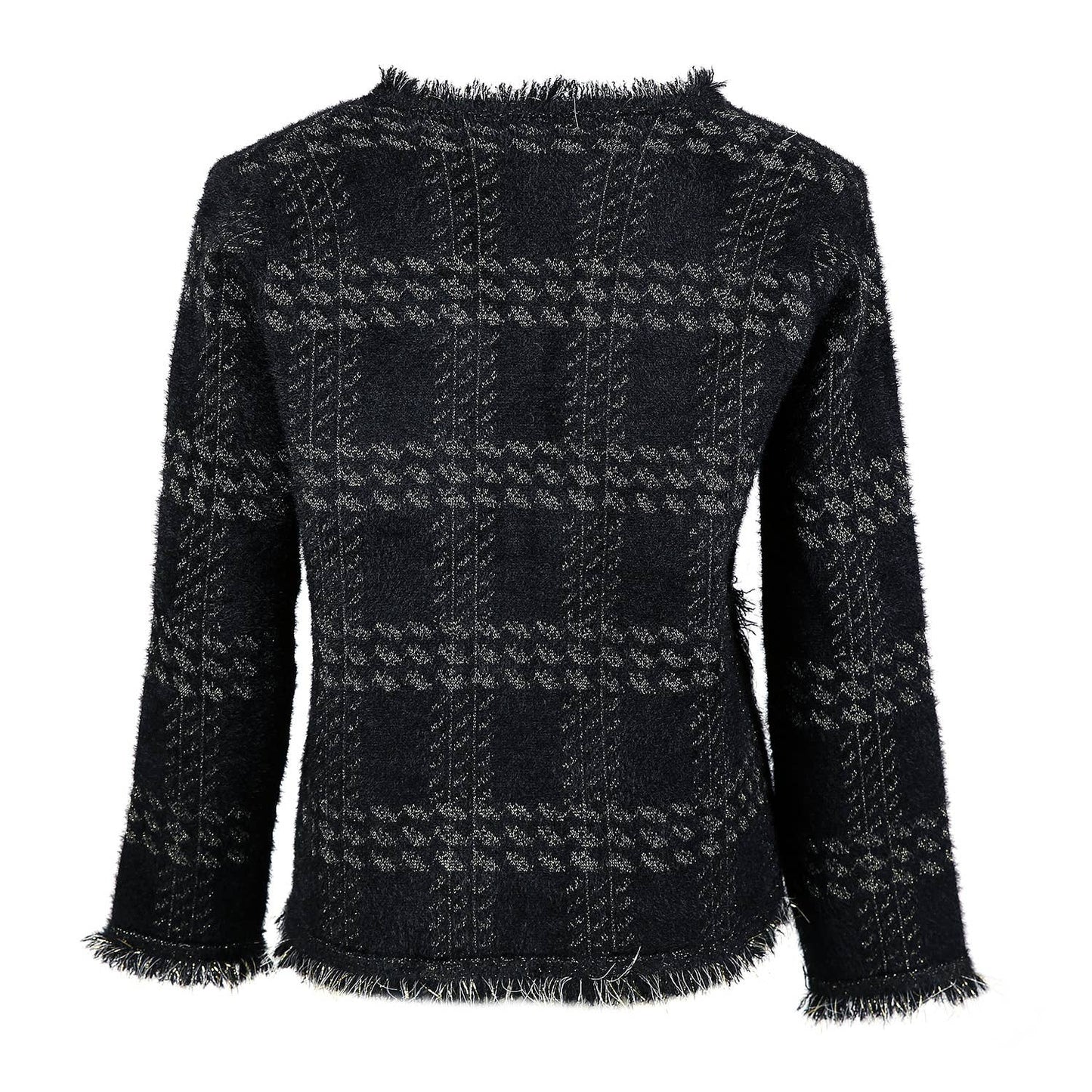 PEACH ACCESSORIES - SD190 Soft cardigan with Shinny Silver details: Black