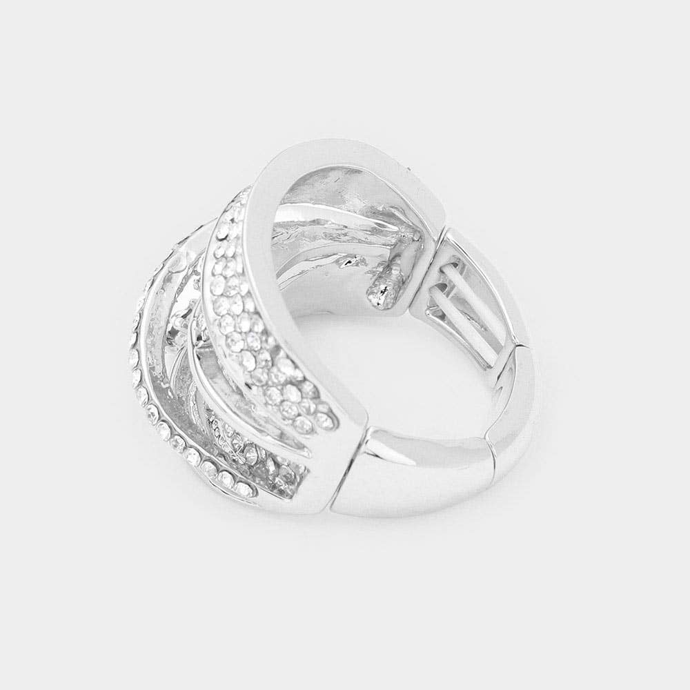 Wona Trading, Inc. - Embellished Rhinestone Pave Stretch Ring: Yellow Gold