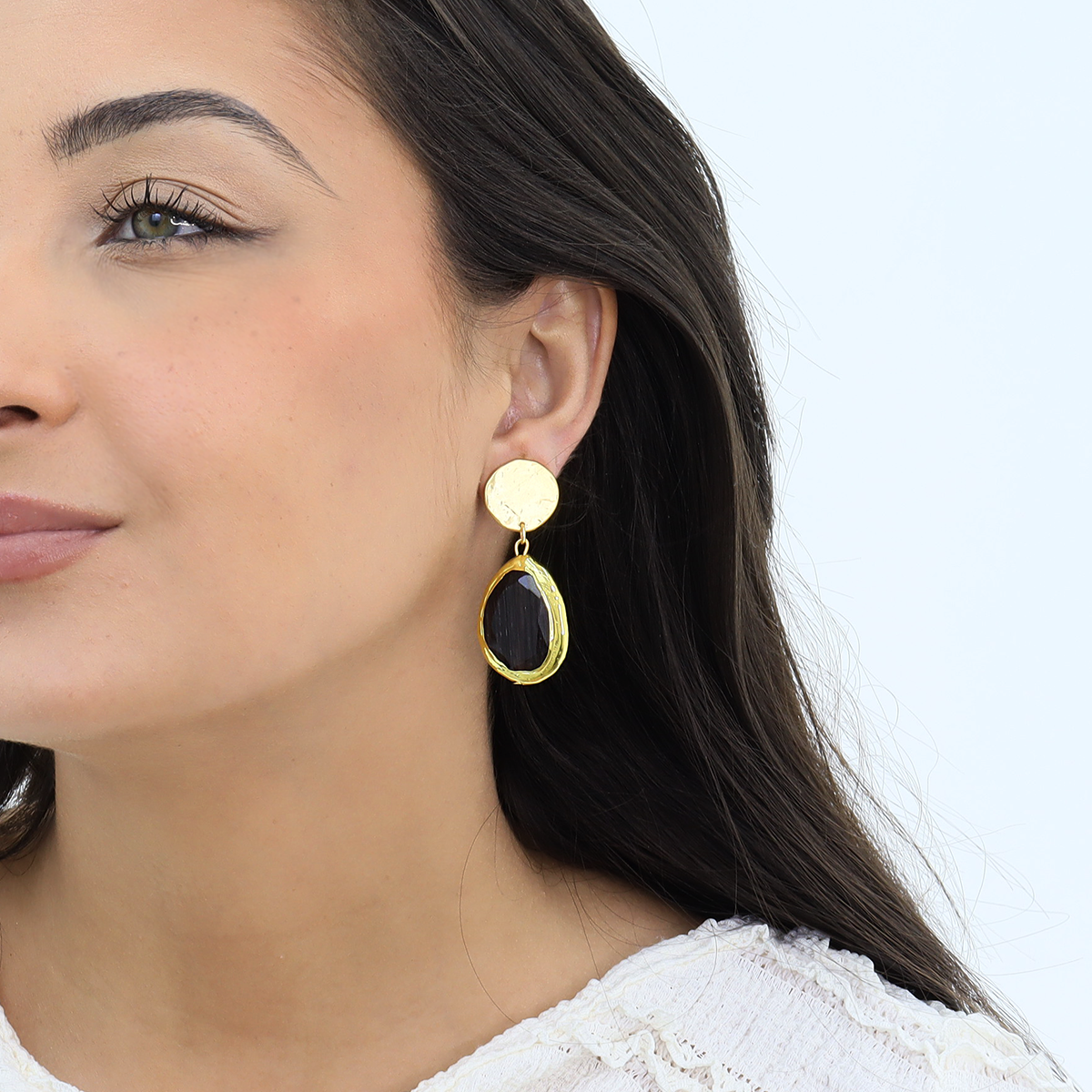KARINE SULTAN - Vivid Gems Clip-on Earrings: Obsidian Black