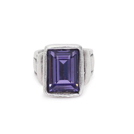 Chanour - Handmade Purple Crystal Brass Ring - 6915