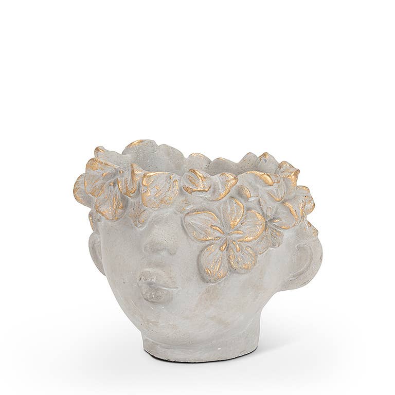 Abbott - Mini Kissing Face Planter w/Gold-4" H