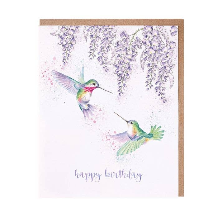 Wrendale Designs - Wisteria Wishes - Birthday Hummingbird Card