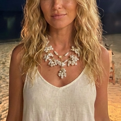 Bijoux Envie Statement Jewelry -  Coastal Lariat Pearl Necklace | Handmade Statement Jewelry