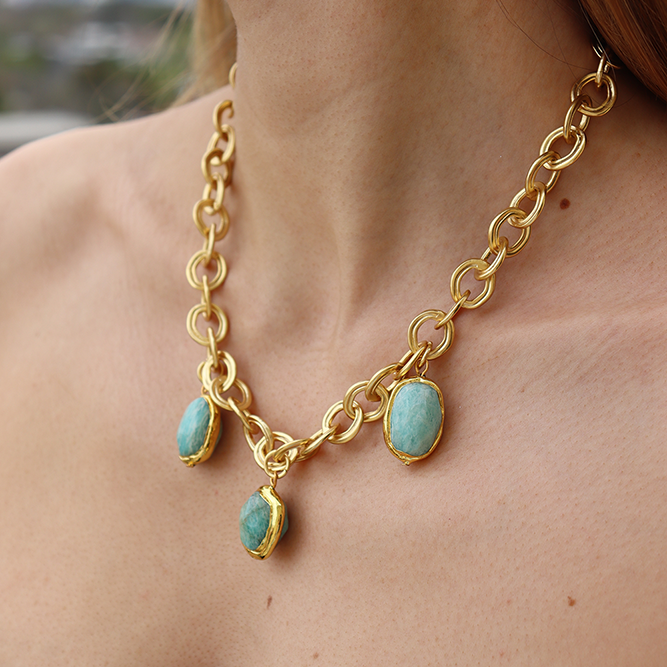 KARINE SULTAN - Amazonite Stone Charms Necklace