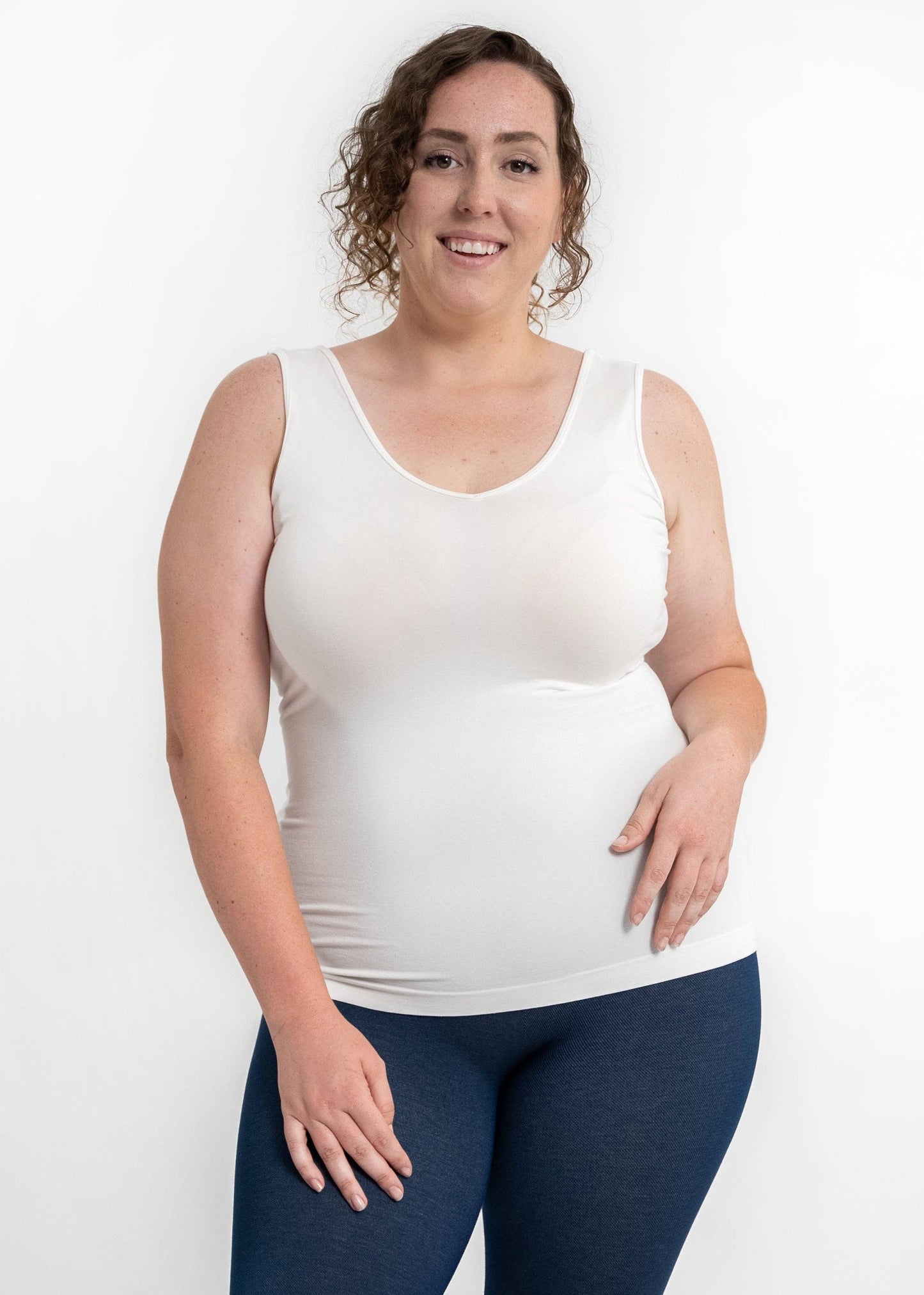 ELIETIAN - Reversible Tank - Curvy Fit: White