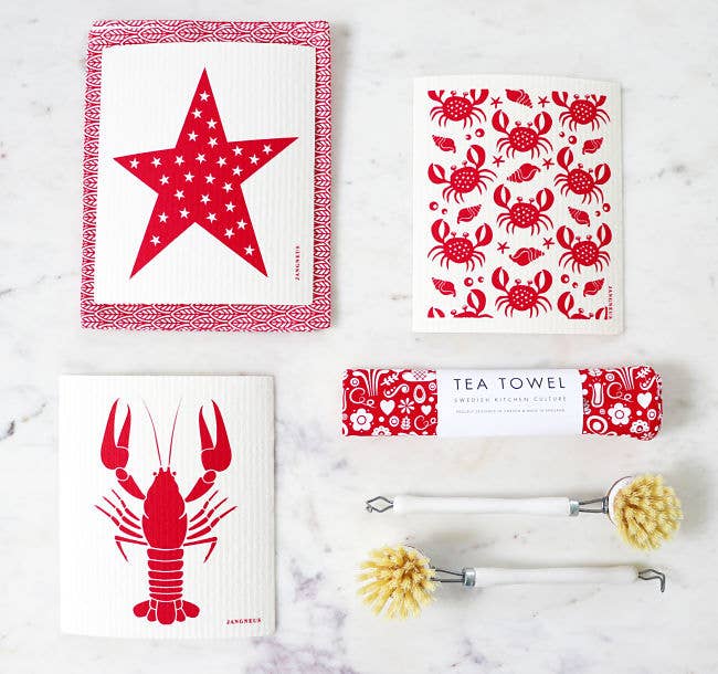 Jangneus - Swedish Dishcloth - Crabs - Red: Red