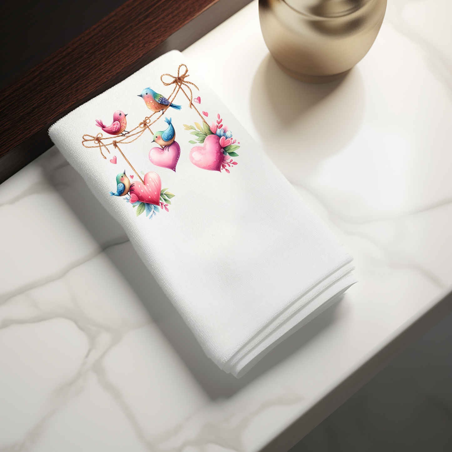 Fernville Creations - Valentine's Day Heart Fingertip Towel for Powder Room