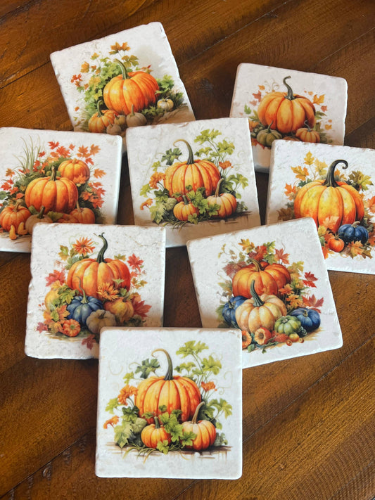 The Painted Lily - Pumpkin Bouquet stone coasters - case of 8