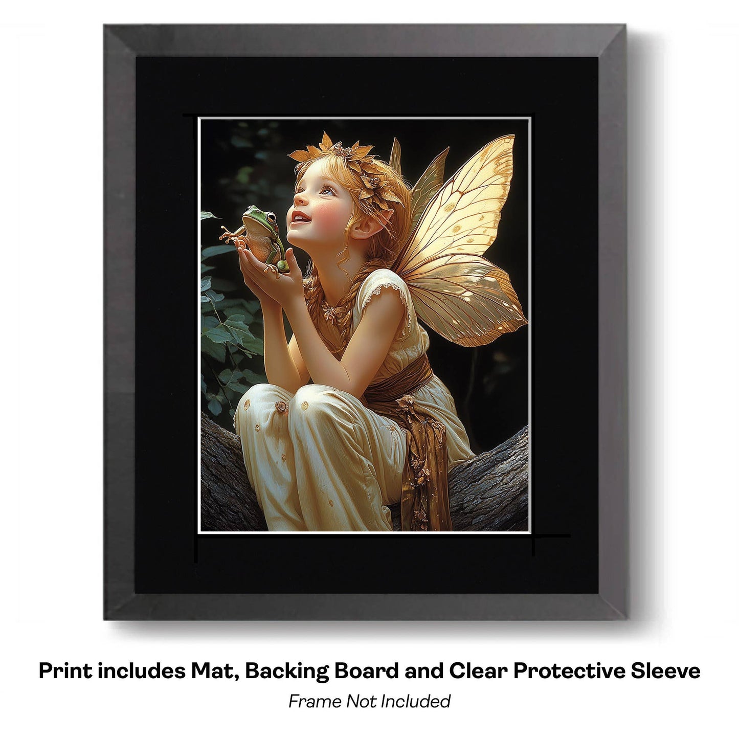Mowbi - Cute Irish Wee Fairy - Fairies Worldwide – 8″x10″ Artwork in 10″x12″ Mat