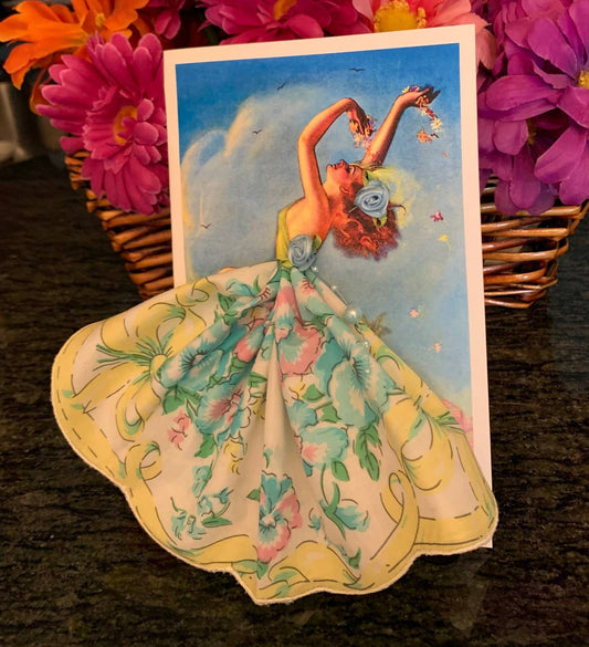 MOMENTS IN THYME - Art Deco Spring  Dance Keepsake Hankie Card