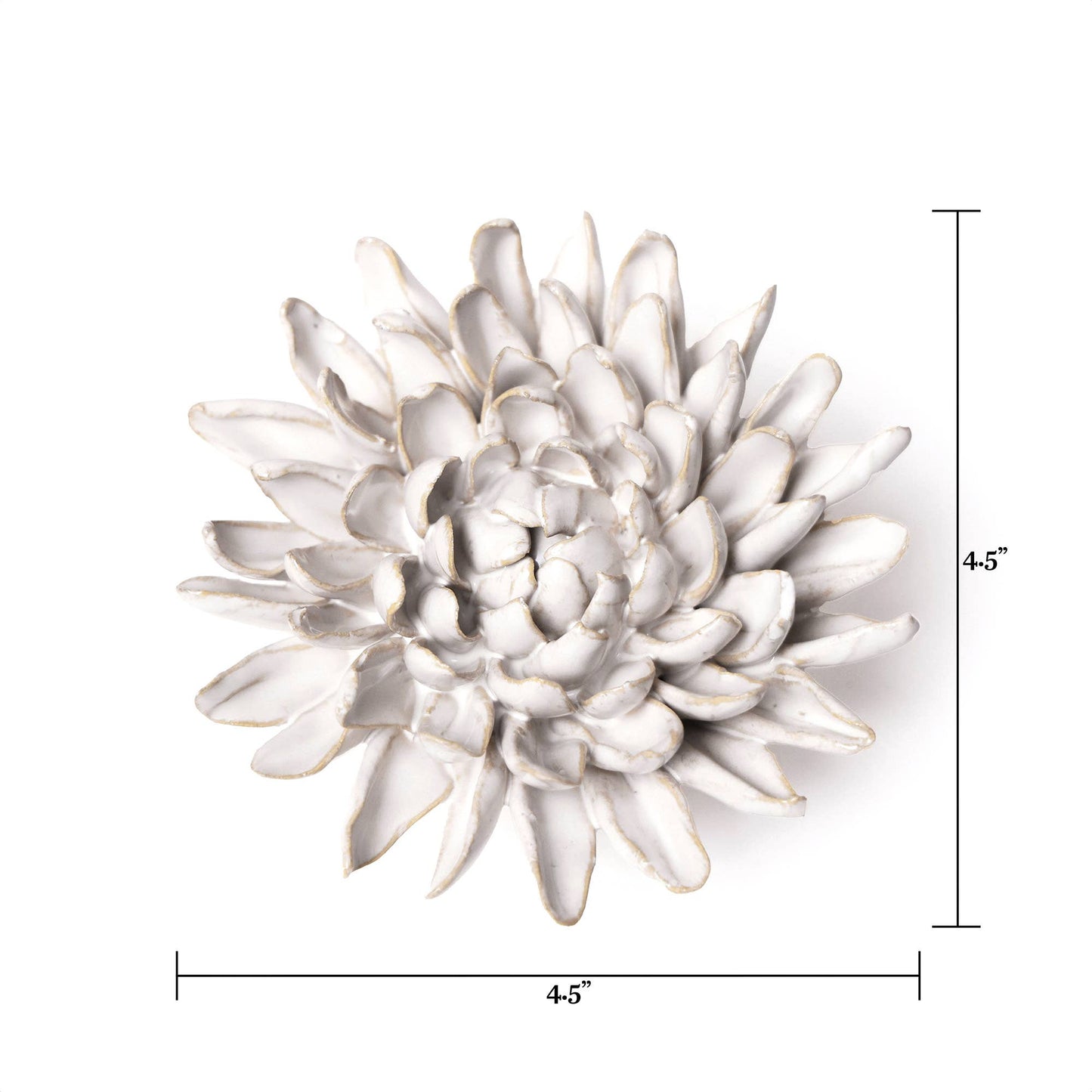 Chive - Coastal White Ceramic Flowers For Tabletop Or Wall Hanging: Pearl Chrysanthemum