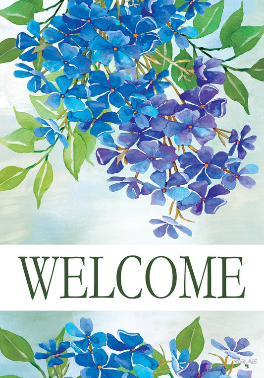 Custom Decor - Hydrangeas Welcome-Flag by Cindy Jacobs - 12” x...