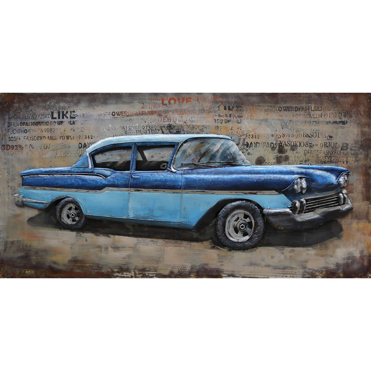 Import Corner - 41112: 3D METAL WALL ART - CLASSIC BLUE CHEVY