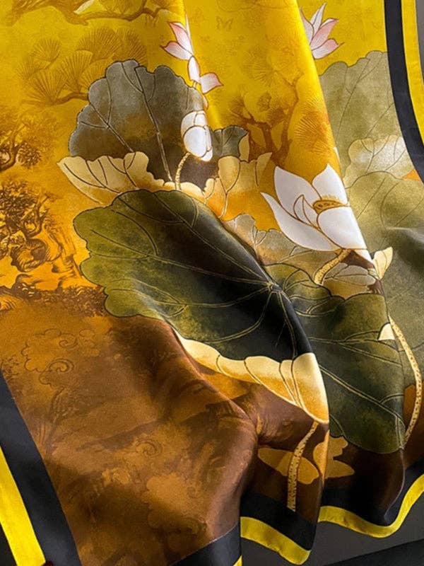 UZ Wholesale Store - Floral Printed Shawl&Scarf: ORANGE / One_size