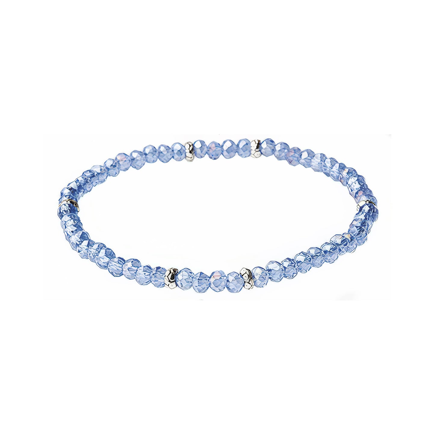My Fun Colors - Mini Crystal Beaded Stretch Bracelet | So Many Great Colors!: Light Blue ab+Silver Accent (MC803S)