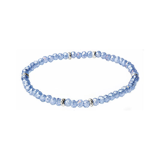 My Fun Colors - Mini Crystal Beaded Stretch Bracelet | So Many Great Colors!: Light Blue ab+Silver Accent (MC803S)