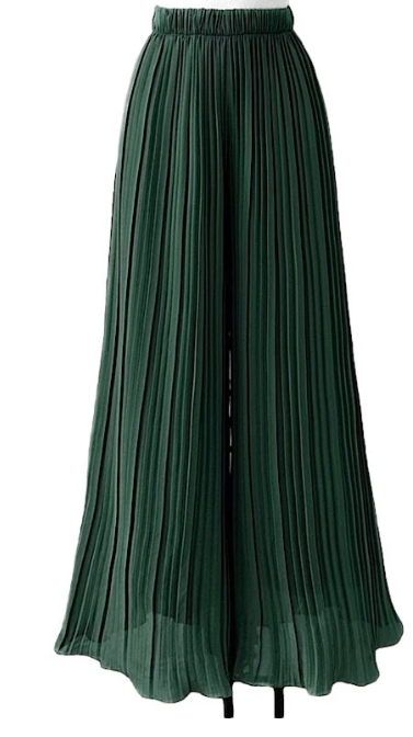 LOOWIE - ELPLG Italian Green Pleated Wide Legs Pants LOOWIE