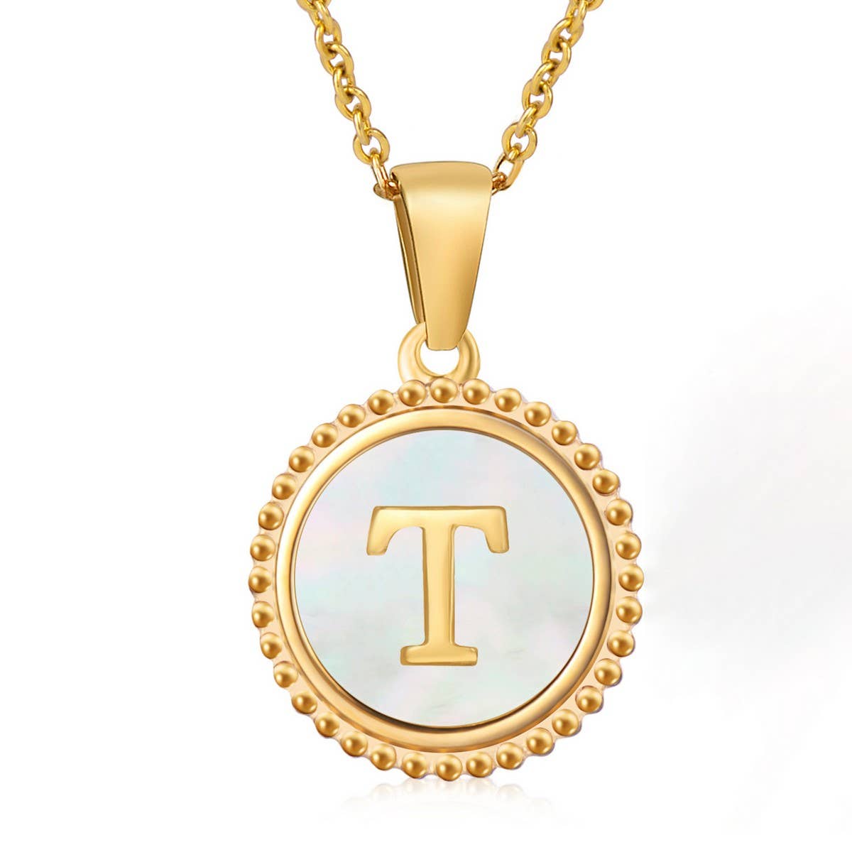 ACCITY - 18K GOLD STAINLESS STEEL SHELL LETTER NECKLACE_CWAJE0686: TYPE9 / (OS) 2