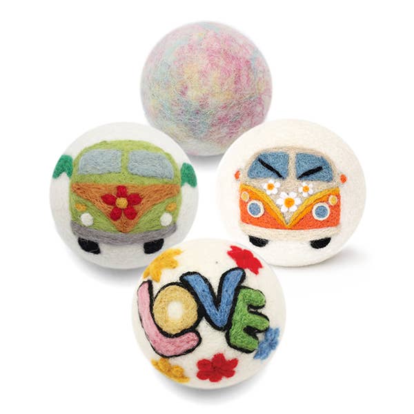 Ethical Global - Hippie Collection: Eco Wool Dryer Balls Fair Trade: Orange Hippie Bus