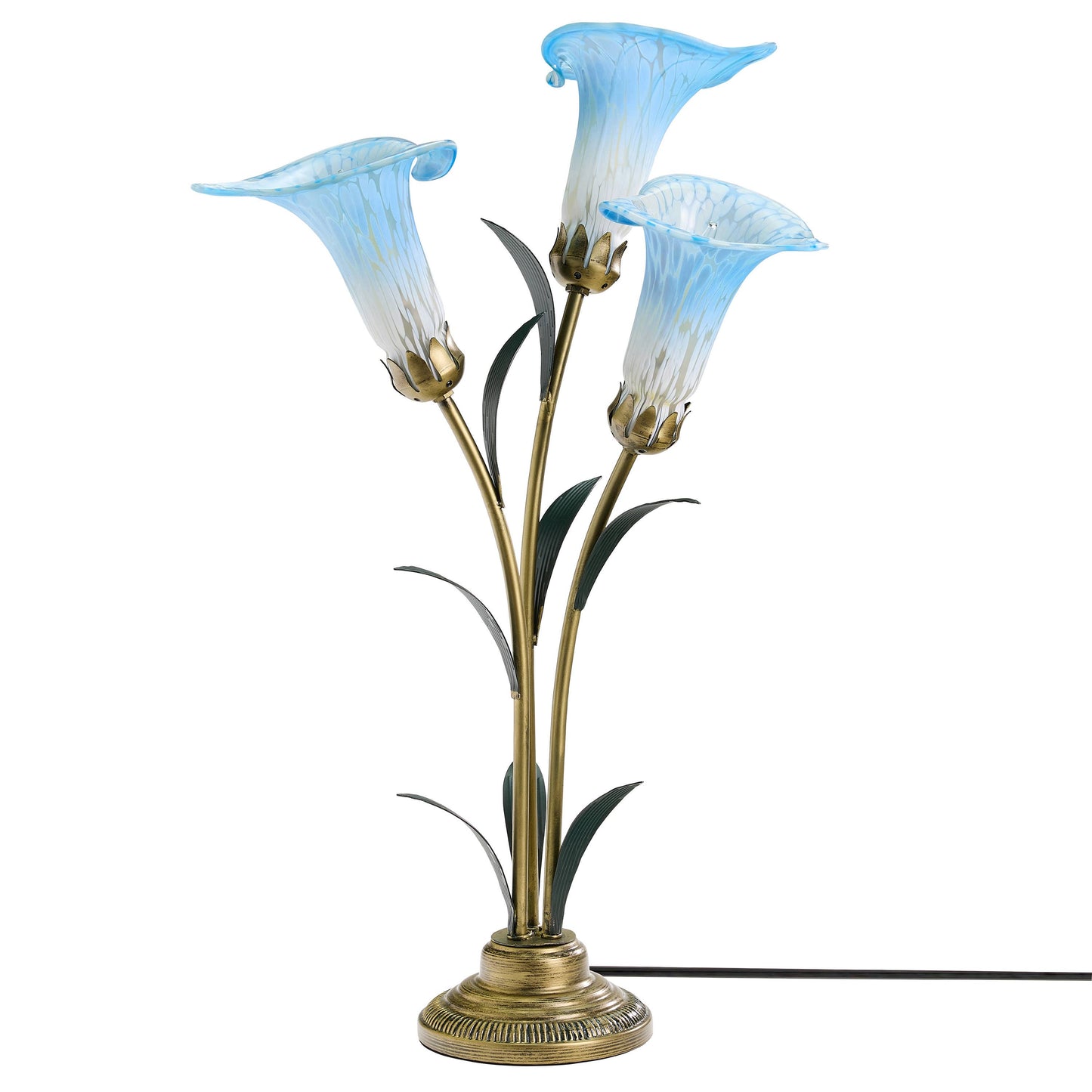 River of Goods - 23.5"H Blue 3 Shade Handblown Glass Calla Lily Table Lamp