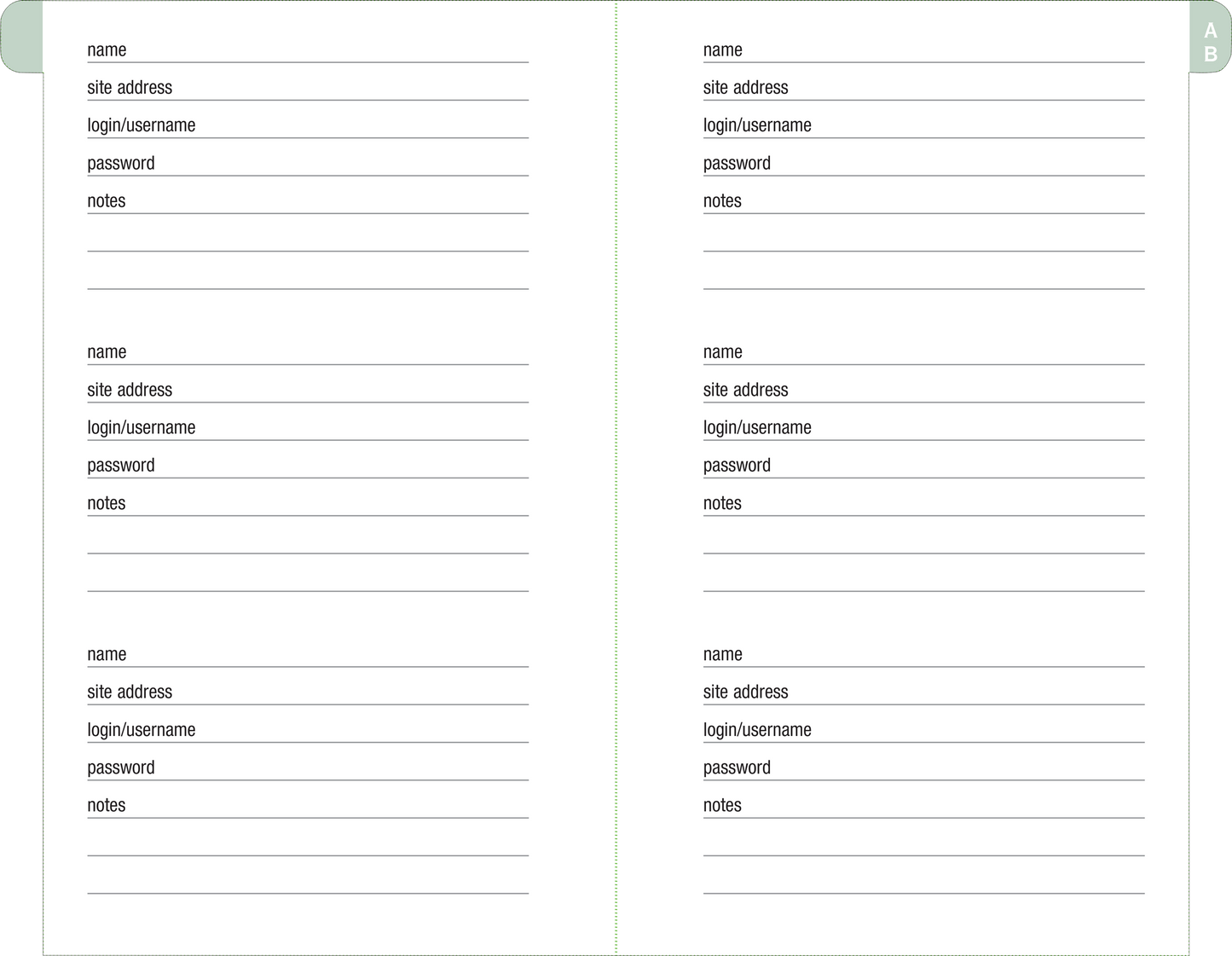 Peter Pauper Press - Eucalyptus Internet Address & Password Logbook