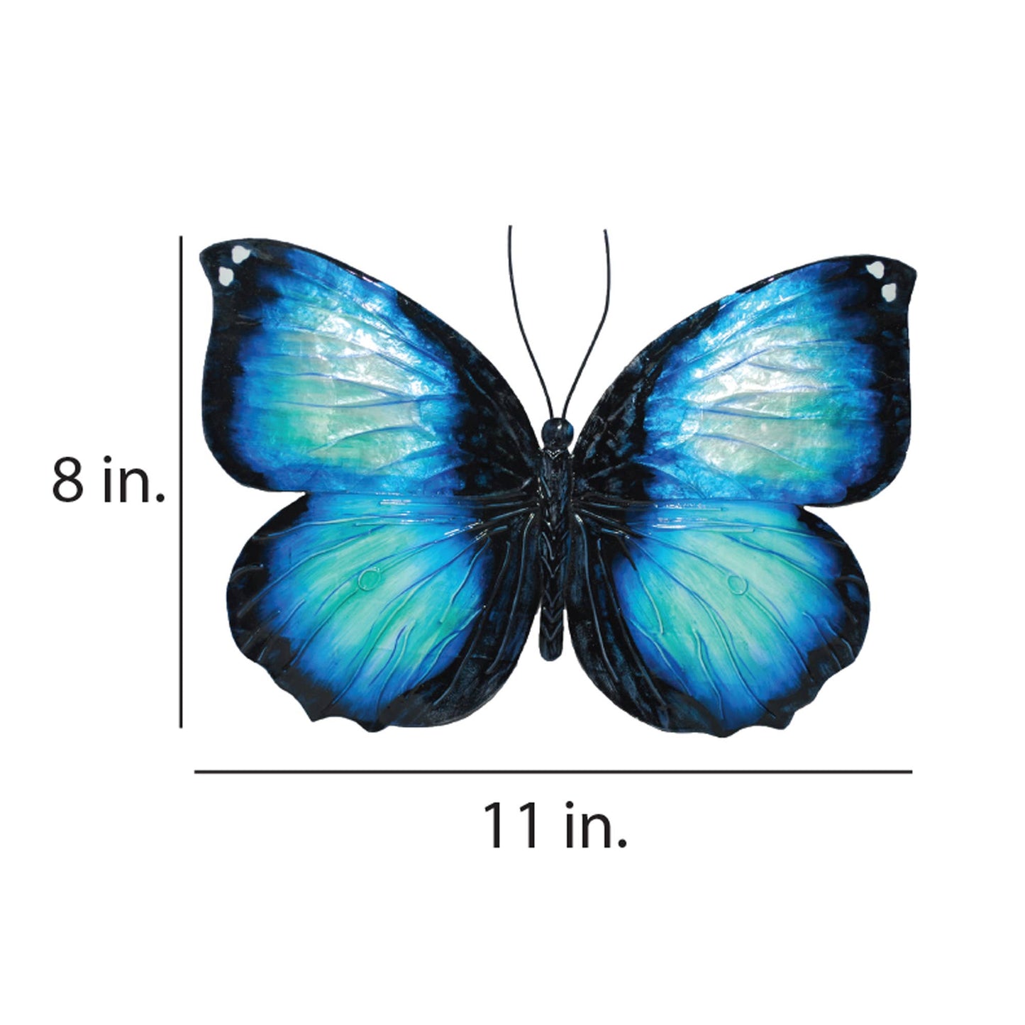 Eangee Home Design - Butterfly Wall Decor Blue And Black, w/ Capiz, Outdoor Safe