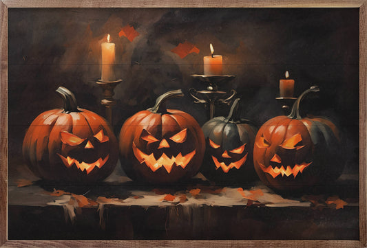 Kendrick Home - Four Halloween JacK O Lanterns: 16 x 10 x 1.5