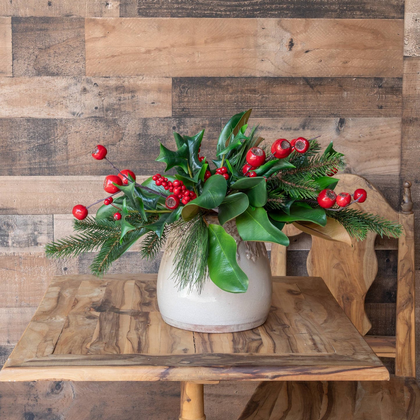 Mills Floral Company - Magnolia & Red Berry Pick - 17 Inch