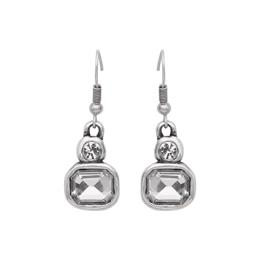Chanour - Handmade Clear Crystal Pewter Earrings - 1949