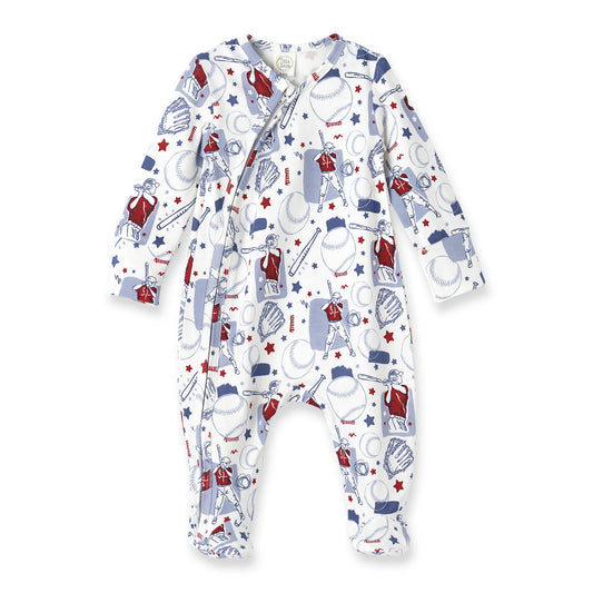 Tesa Babe - Batter Up Bamboo Zipper Romper: 3-6M