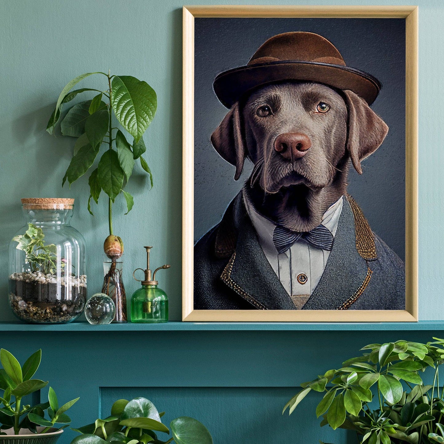Ink & Drop - Black Labrador Animal Head Print: 11 ¾ x 15 ¾ in | 30x40 cm / Matte